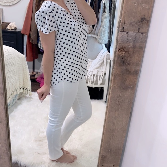 41 Hawthorn by stitchfix white & black polka dot top - Picture 2 of 5
